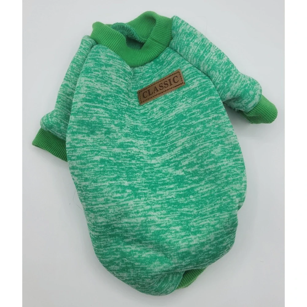 Classic Green Marl Fleece‎ Lined Dog Sweater Small Pullover Pet appersl Coat